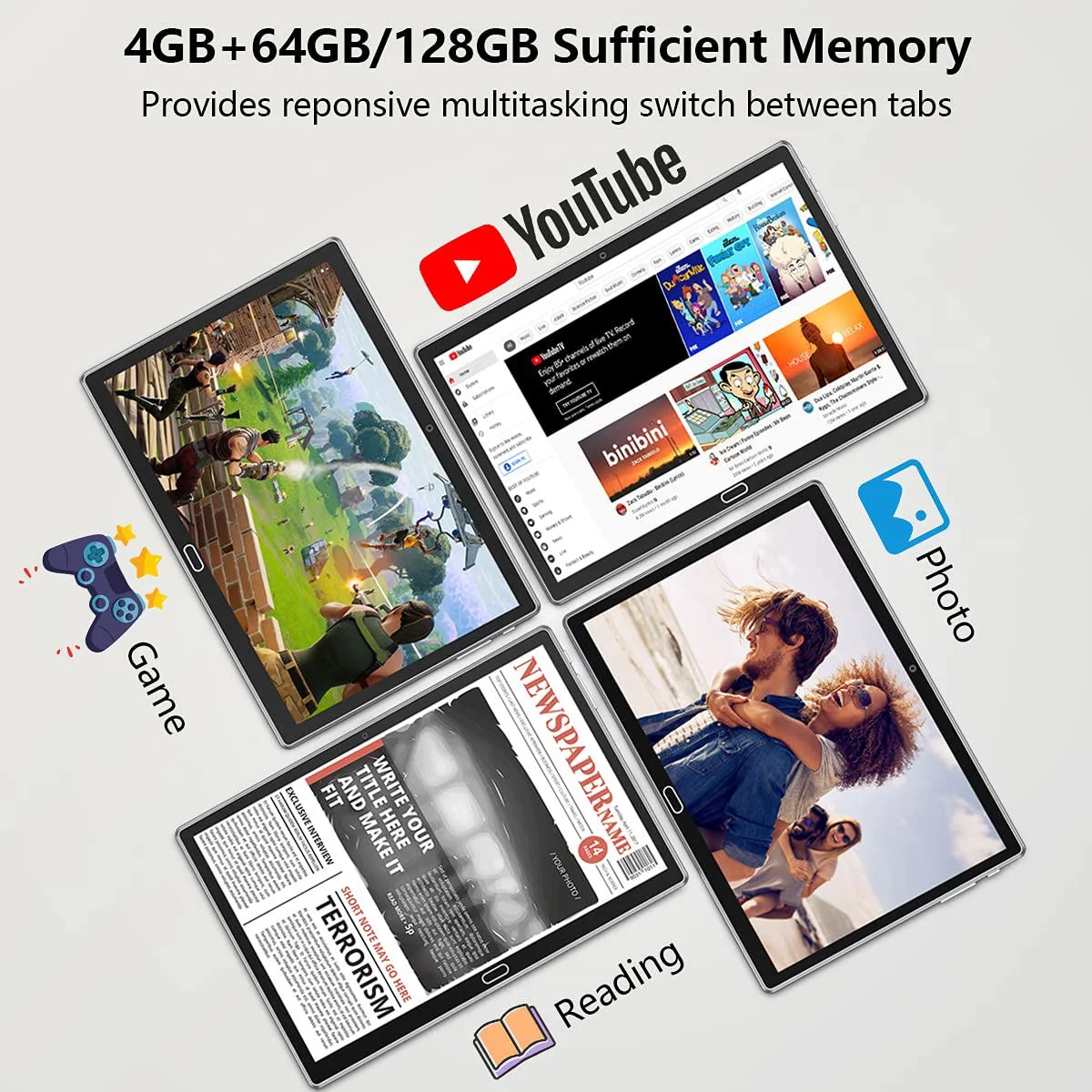 Android 13 Tablet 10 inch Tablet with Keyboard Wireless Mouse Stylus,4G Phone Tablet - Image 5