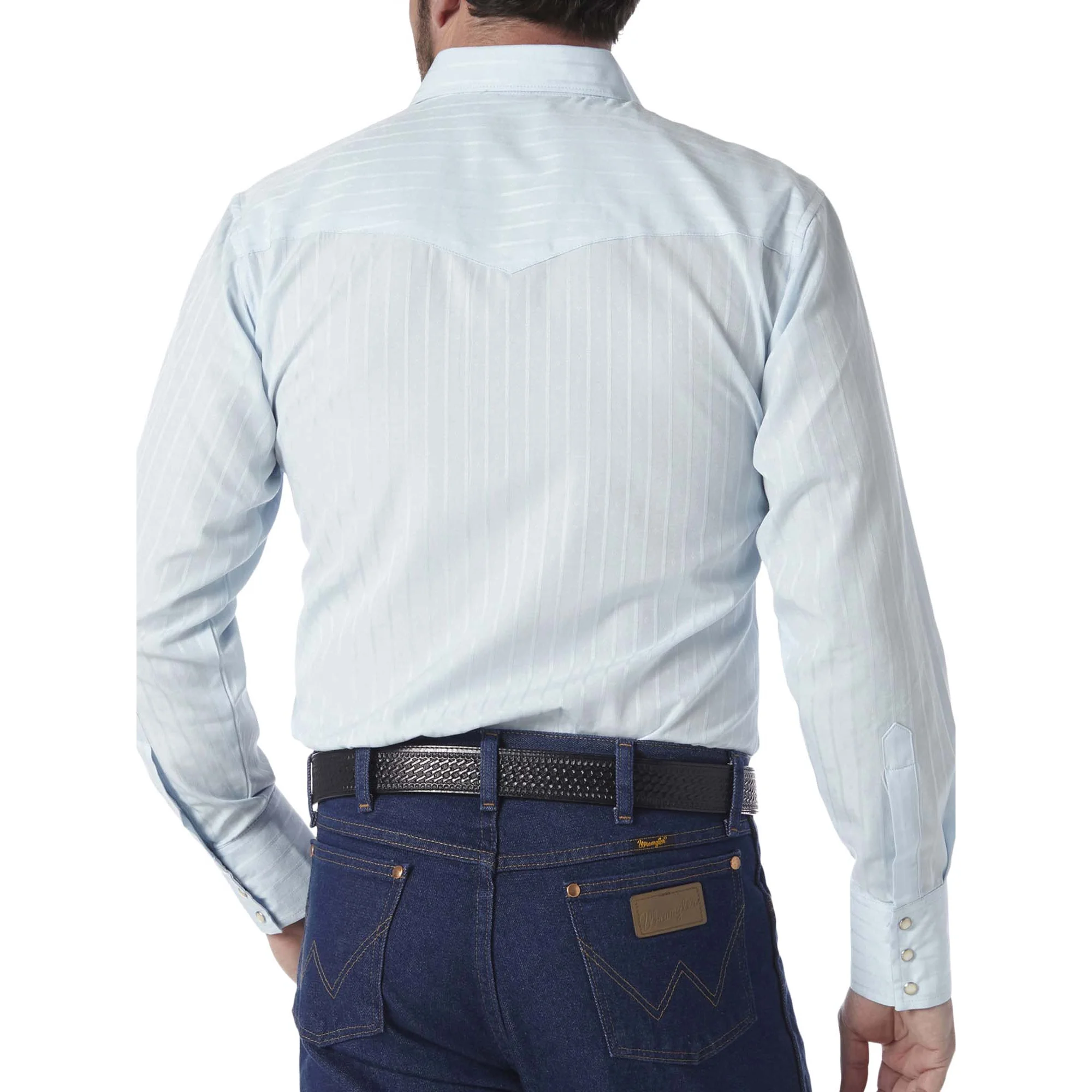 Wrangler Men's Long Sleeve Western Snap Dobby Striped Shirt - Image 2