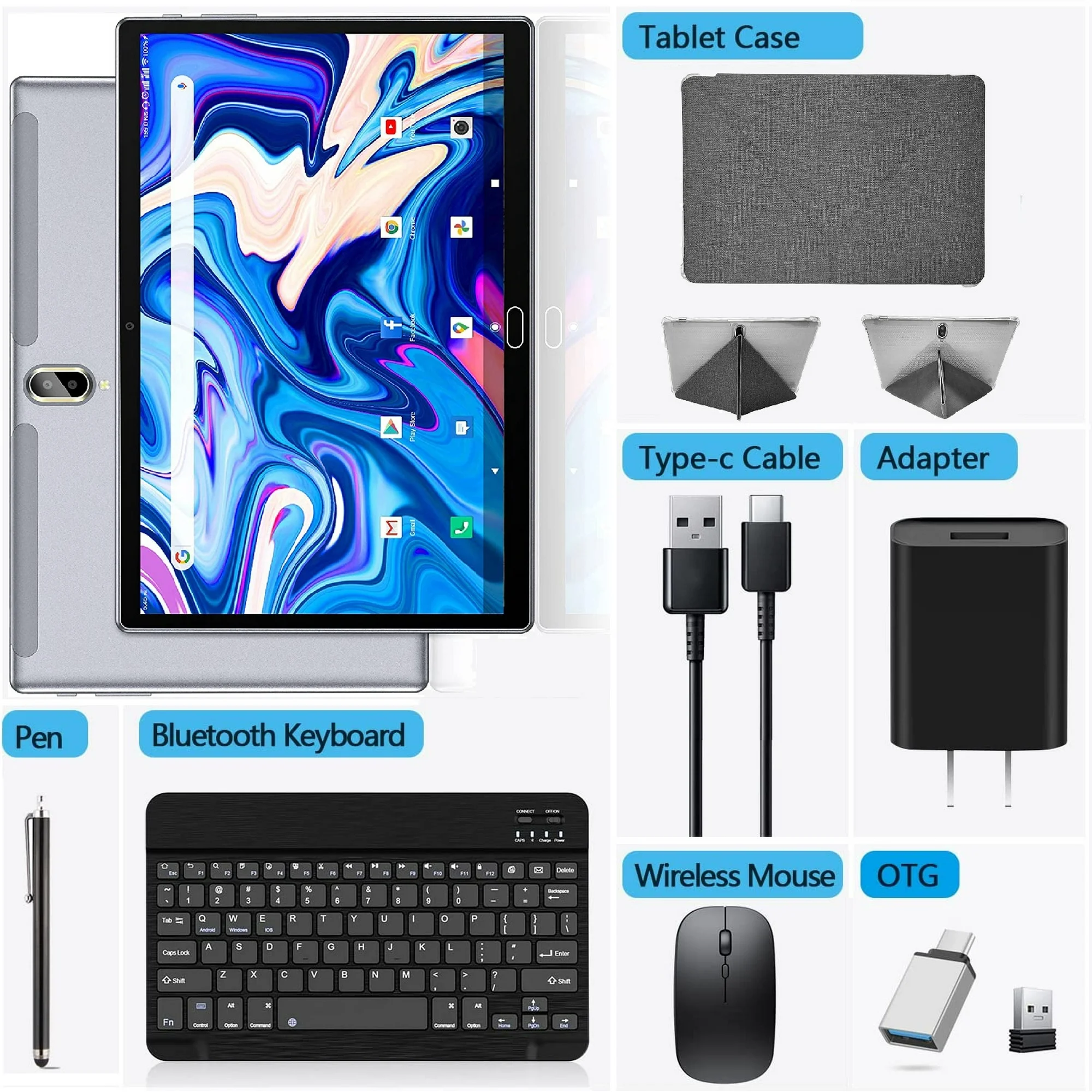 Android 13 Tablet 10 inch Tablet with Keyboard Wireless Mouse Stylus,4G Phone Tablet - Image 3